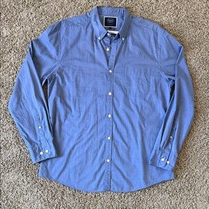 Charles Tyrwhitt Linen Blue Casual Button-Down Shirt - Extra Slim Fit